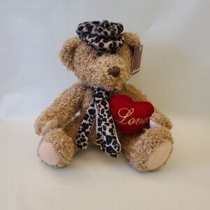 Dan Dee Self Expressions Love Animal Print Brown Teddy Bear Plush 9"